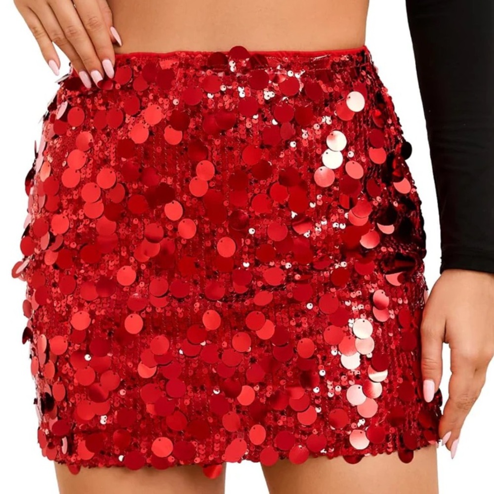 Sparkling Red Mini Skirt